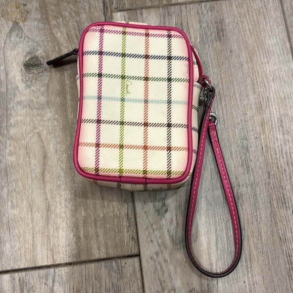 Coach Pink and Cream Plaid Tote Bag with Matching Small Pouch - Picture 5 of 17